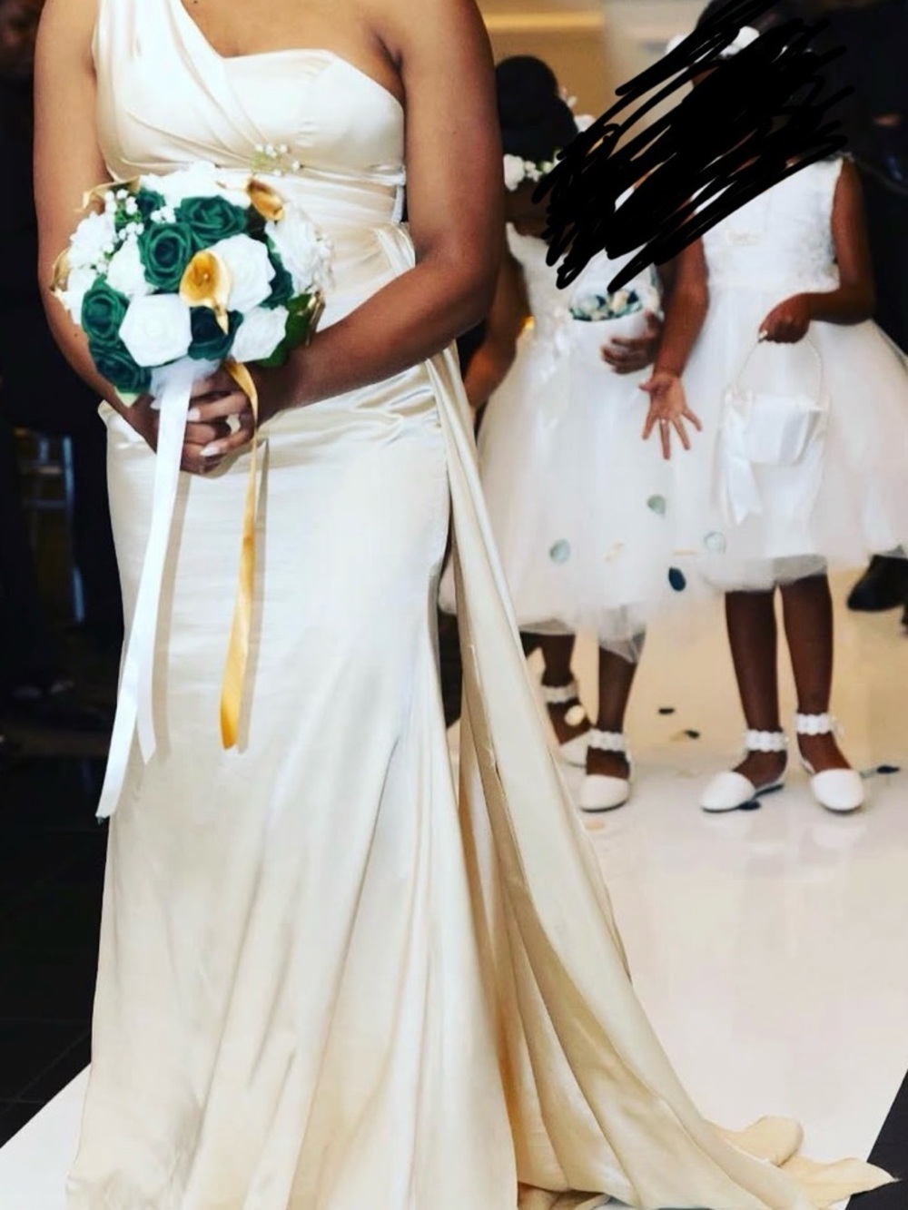 Amazon Gold Satin One Strap Maid Of Honor Dress